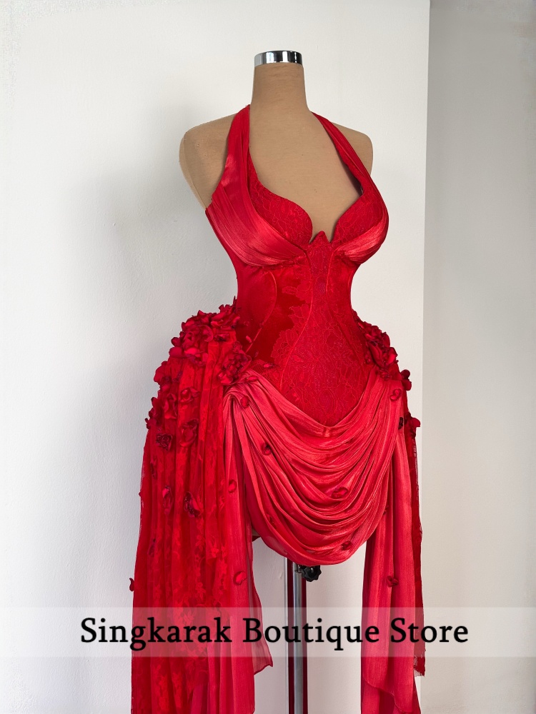 Briar Cosplay Prop - Vestido de Fiesta Rojo con Cuello